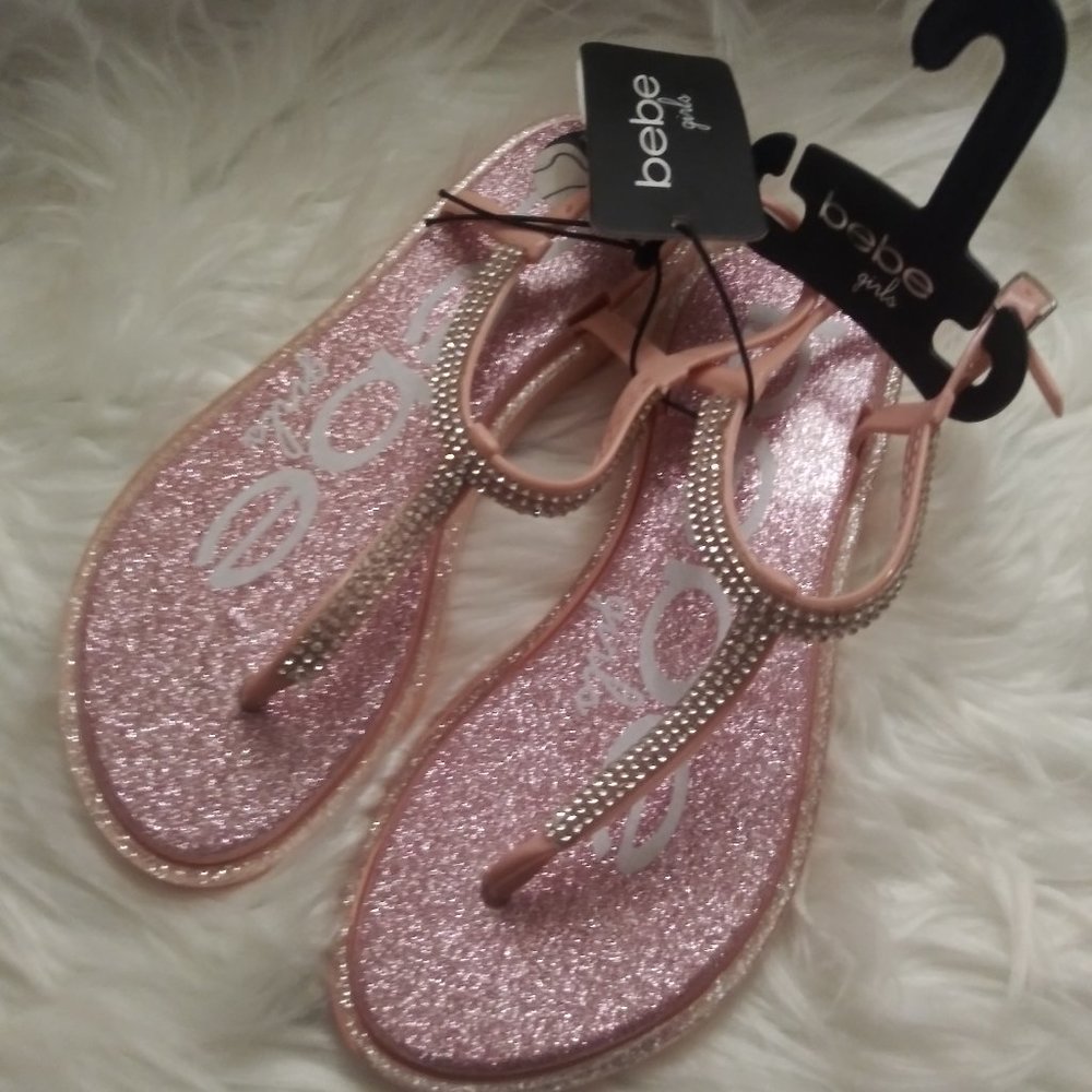 Bebe Girls Pink Rhinestone Slingback Sandals 13/1